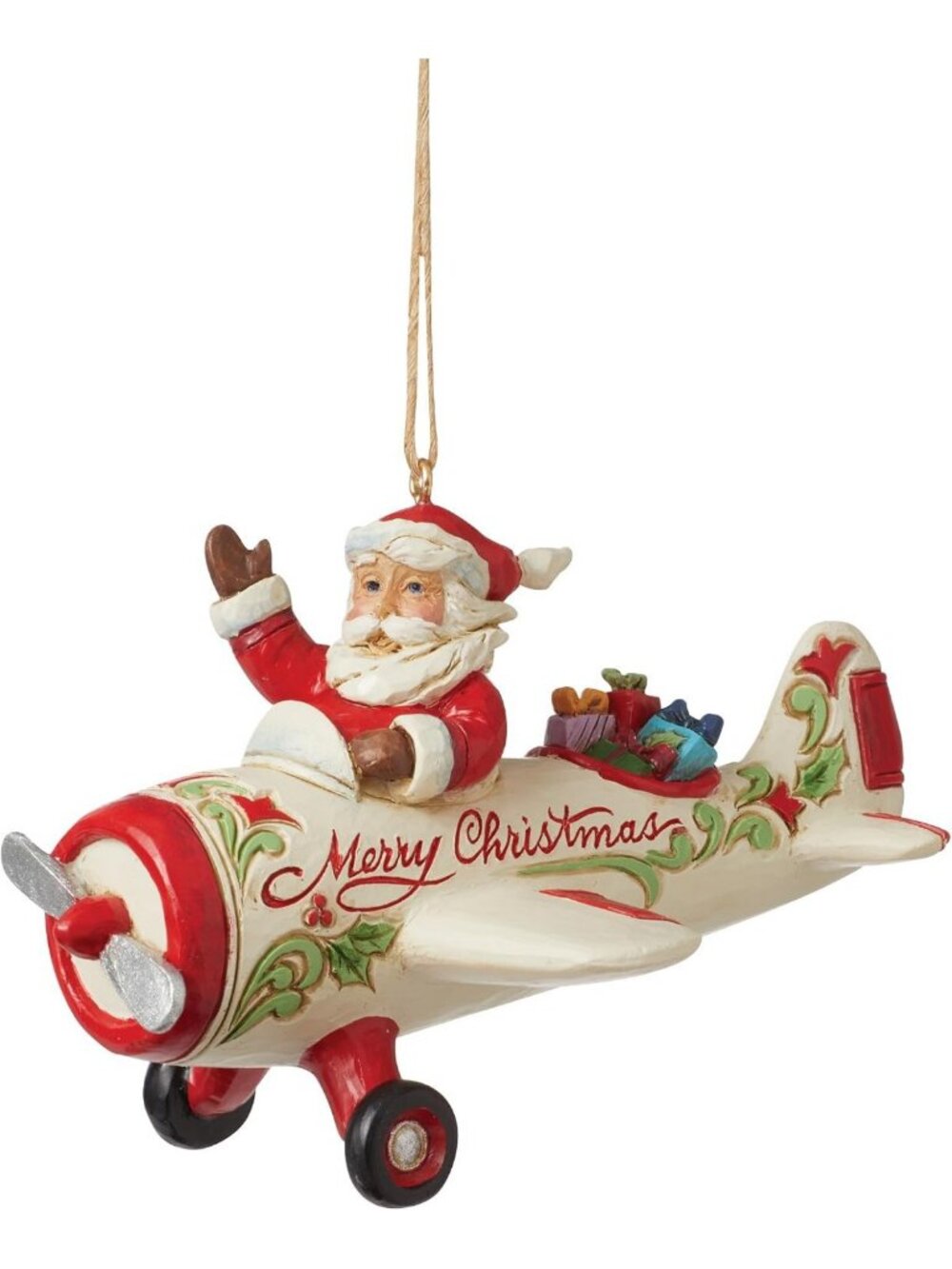Charming Santa Airplane Hanging Ornament - 2.76 Inch Multicolor Holiday Decor